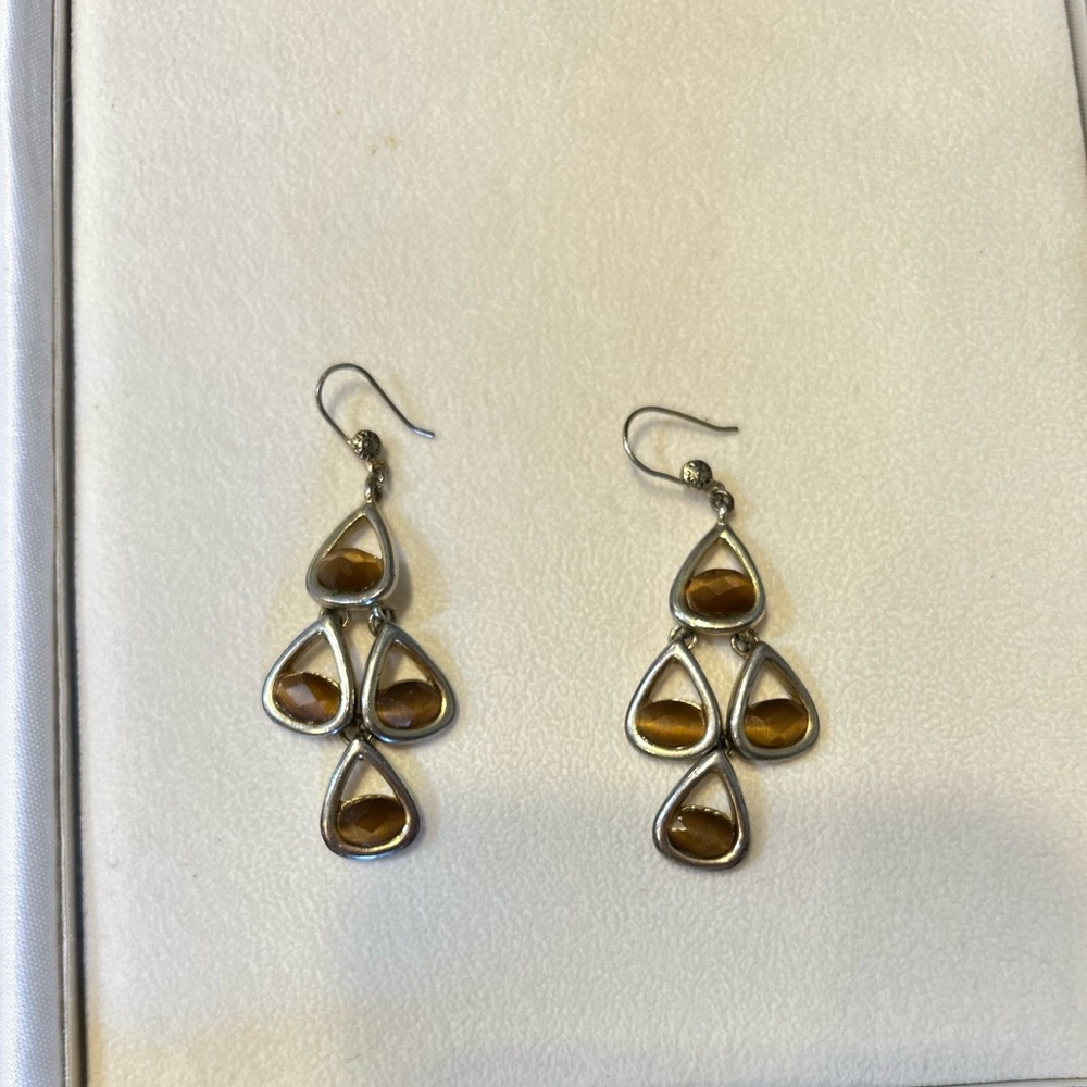 Sterling Silver Yellow/ Brown Earrings